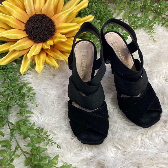 PRADA Milano 1 x 248D Camoscio Elastic Suede High Heels Size: 36 1/2 (US 6.5) - Picture 1 of 8